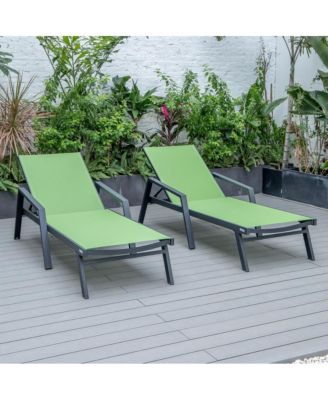 Lounge Chair With Armrests in Black Aluminum Frame, Set of 2