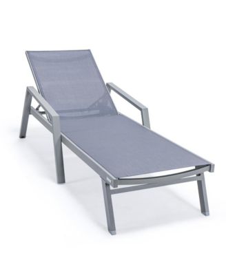 Marlin Patio Chaise Lounge Chair With Armrests in Grey Aluminum Frame, Set of 2