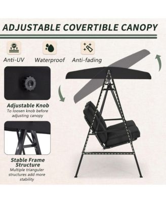 2-Person Metal Patio Swing with Removable Cushion Patio Swing Outdoor Porch Swing Chair for Adults for Garden Backyard Deck