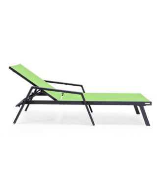 Marlin Patio Chaise Lounge Chair With Armrests in Black Aluminum Frame