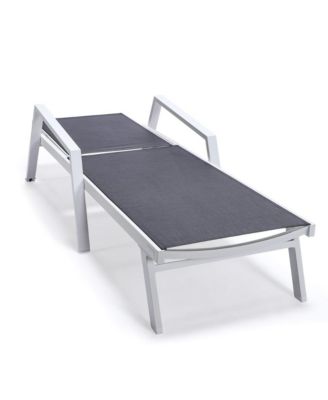 Marlin Patio Chaise Lounge Chair With Armrests in White Aluminum Frame