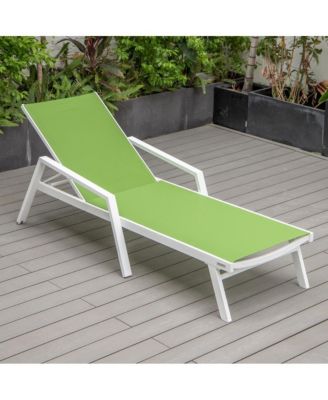 Marlin Patio Chaise Lounge Chair With Armrests in White Aluminum Frame