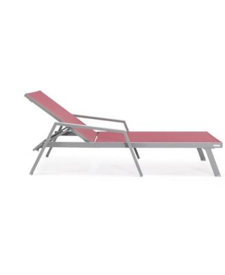 Marlin Patio Chaise Lounge Chair With Armrests in Grey Aluminum Frame