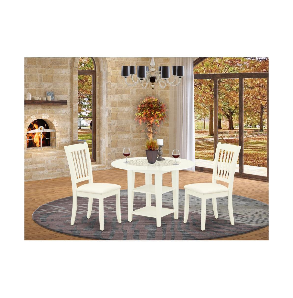 East West Furniture Dining Room Set Linen White