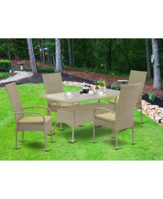Wicker Patio Set Natural Linen