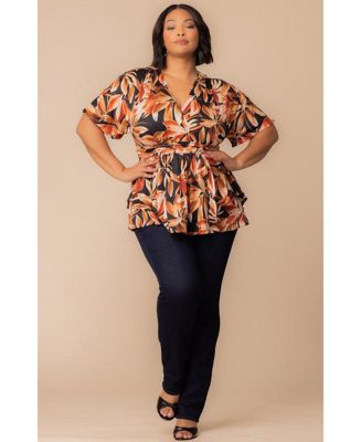Plus Size Encore Short Sleeve Printed Top