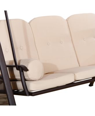 3-Seat Patio Swing w/ Tilt Canopy, Cushions & Cup Tray,