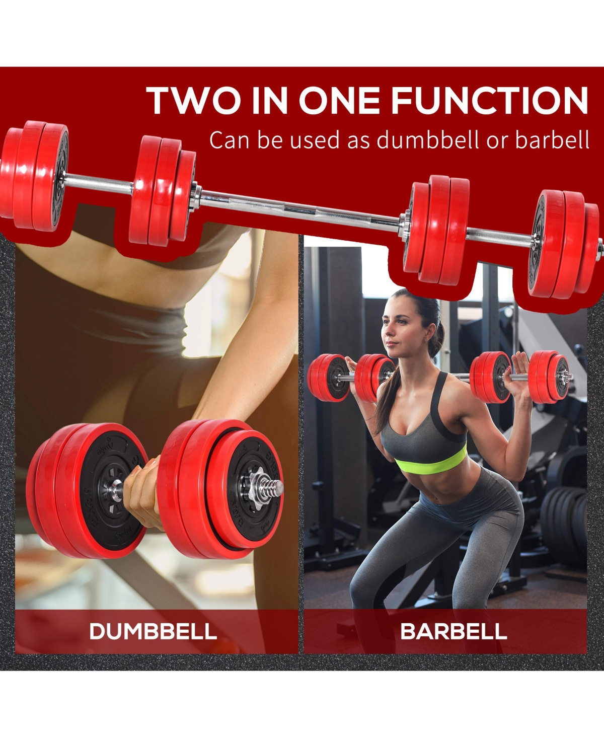 Soozier 66 lb. 2-in-1 Dumbbell Barbell Set Made for Tight Grip