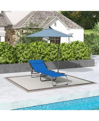 Outdoor Folding Chaise Lounge Chair, Portable Lightweight Reclining Garden Sun Lounger with 4-Position Adjustable Backrest for Patio, Deck, and Poolside, Dark Blue