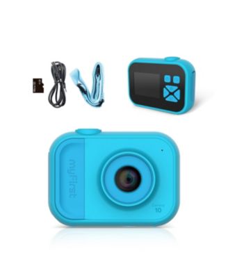 Camera 10 - Digital Mini Camera for Kids Ages 3-12, 1080P Video, 5MP Photos, Timer Mode, Fun Frames, Webcam, Tripod Adapter, Neck Lanyard & Memory Card (Blue)