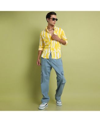 Men's Lemon Yellow Abstract Print Shirt