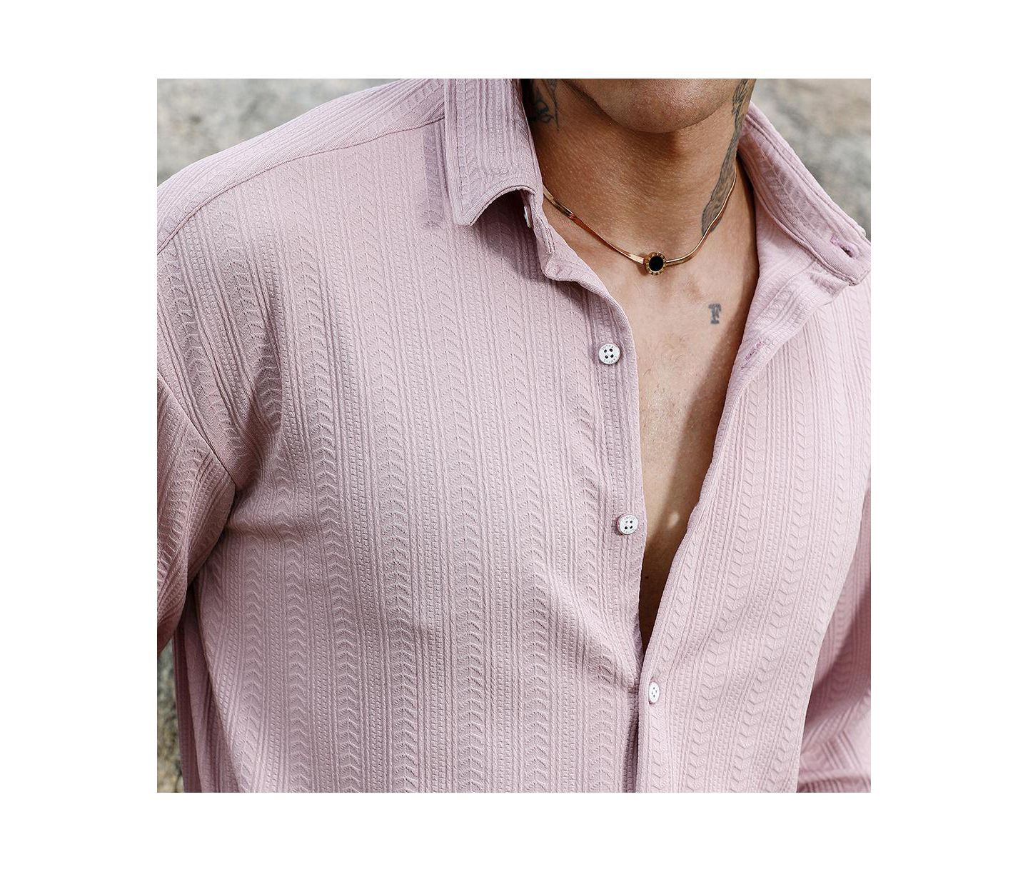 Мужская рубашка Cahoot Campus Sutra Nude Pink Spear-Textured, цвет: Розовый — фото 8