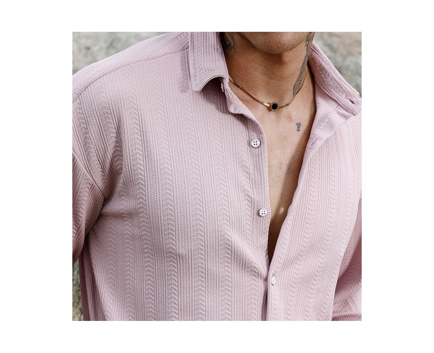Men's Nude Pink Spear-Textured Shirt