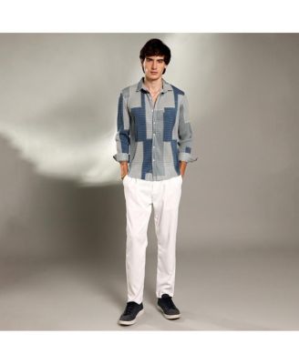 Men's Cloud Grey & Lapis Blue Retro-Pleat Shirt