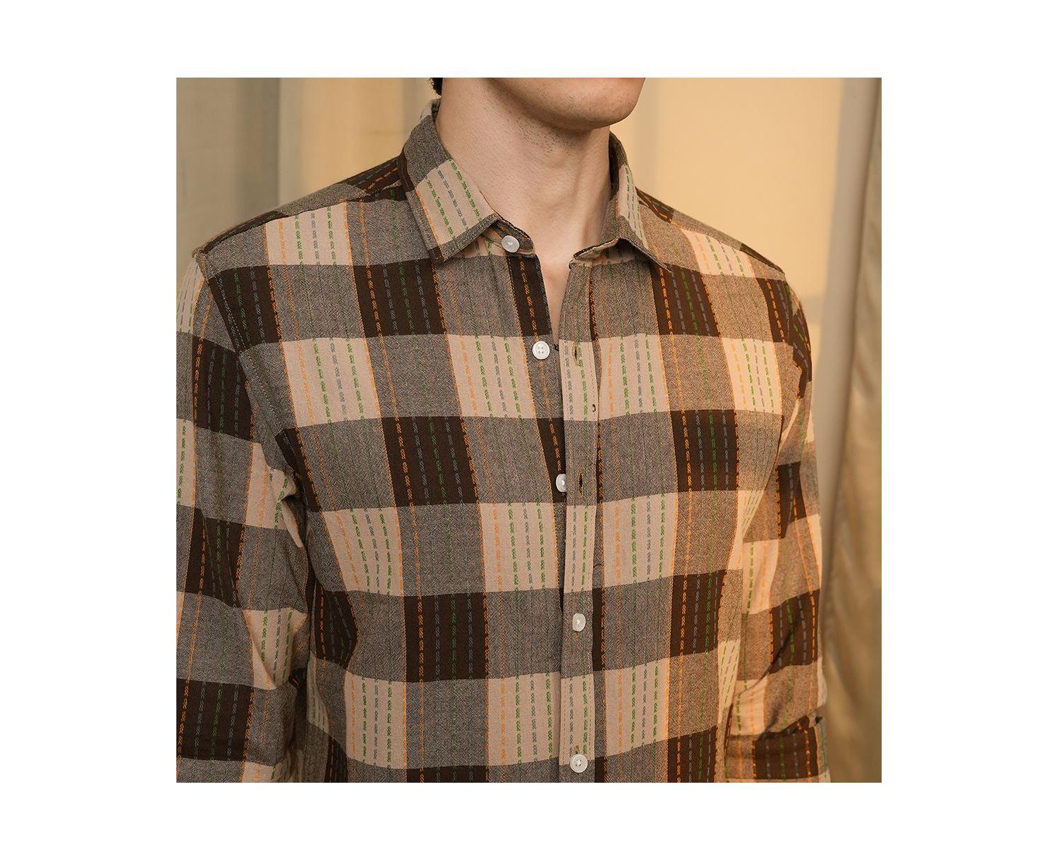 Men's Chocolate Brown Chalk-Buffalo Check Shirt