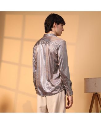 Men's Metallic Brown Sheen Chevron Shirt