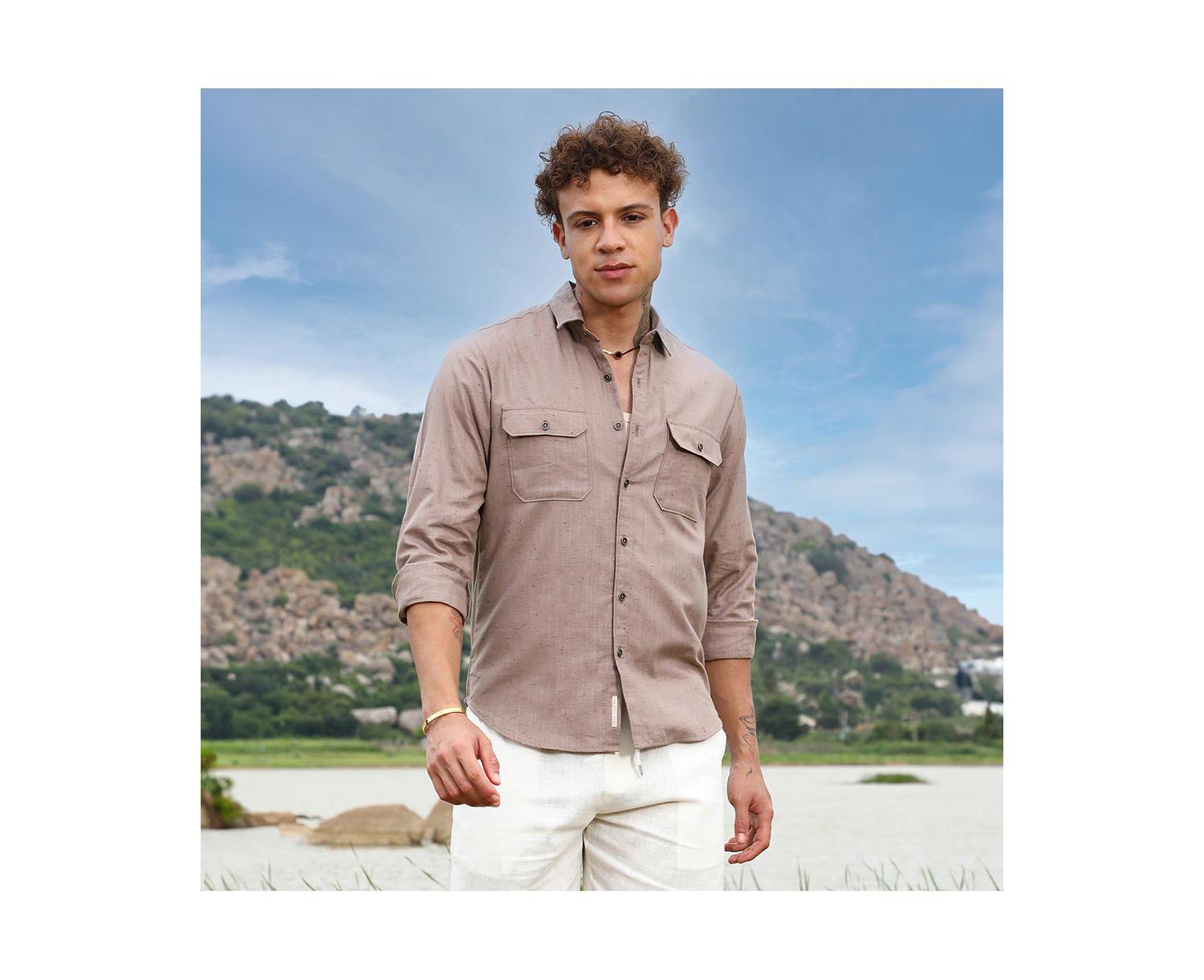 Men's Peanut Brown Heathered Utility Shirt