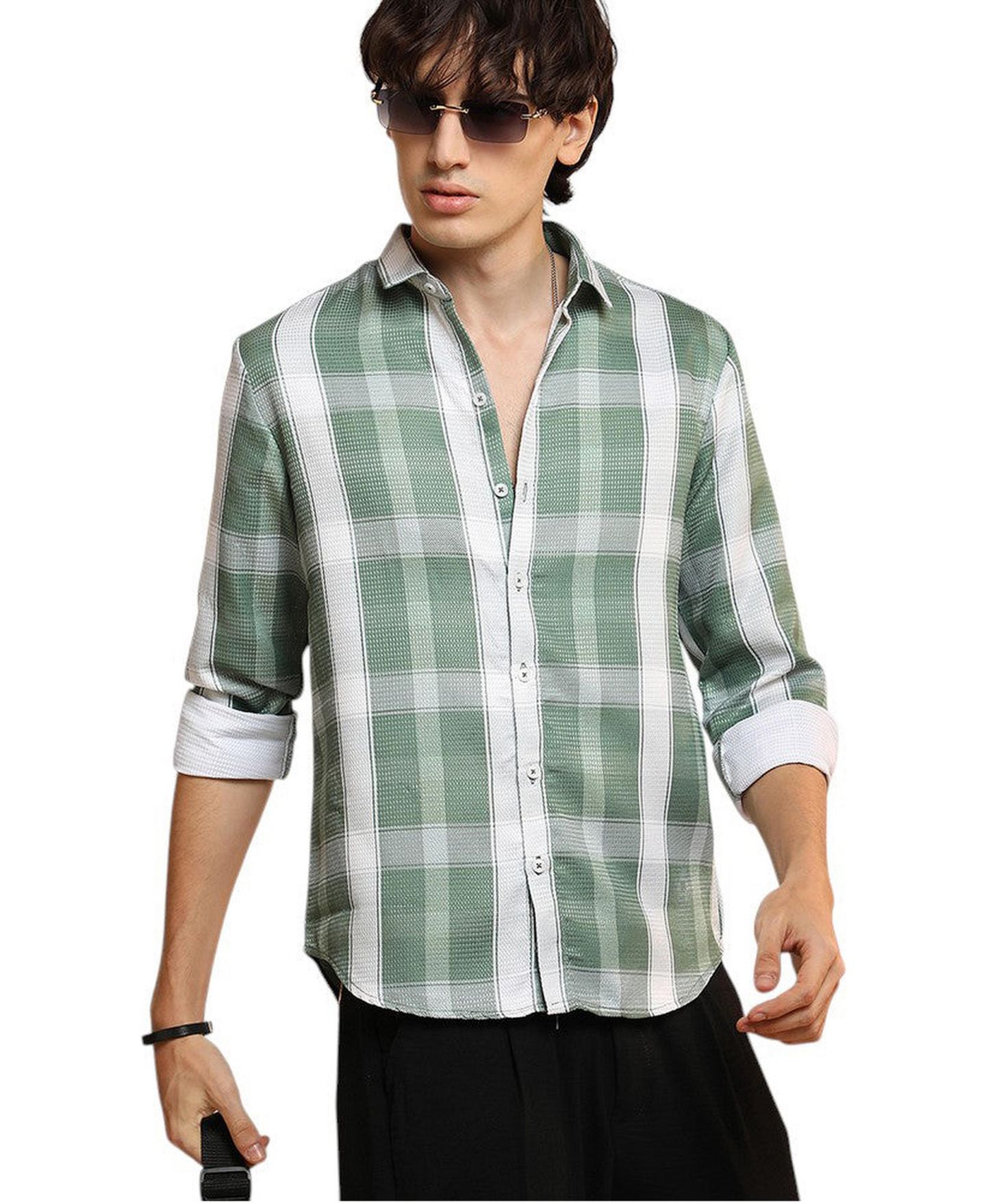 Мужская рубашка Cahoot Campus Sutra Sage Green Tartan Plaid, цвет: Зелёный — фото 1