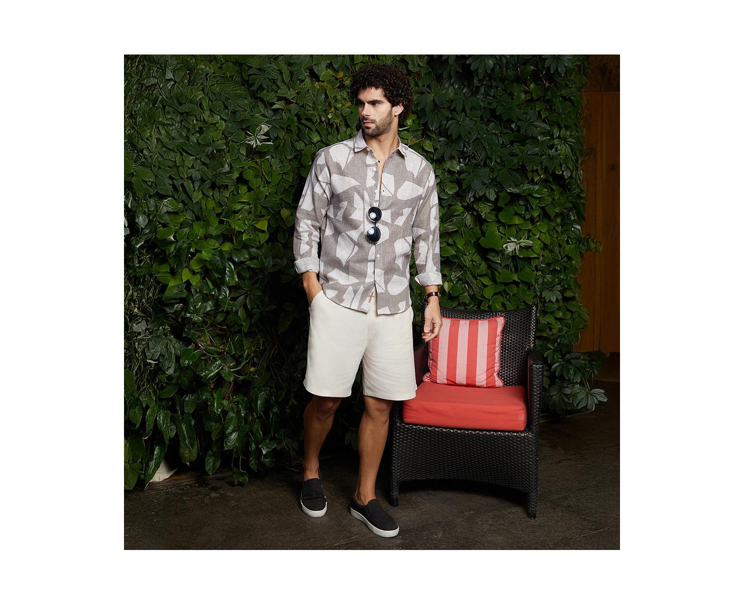 Men's Tan Brown Abstract Heathered Shirt