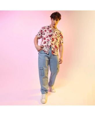 Men's Vermillion Red & Ivory White Rose Shirt