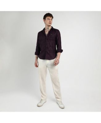 Men's Plum Purple Embroidered One-Lined Shirt