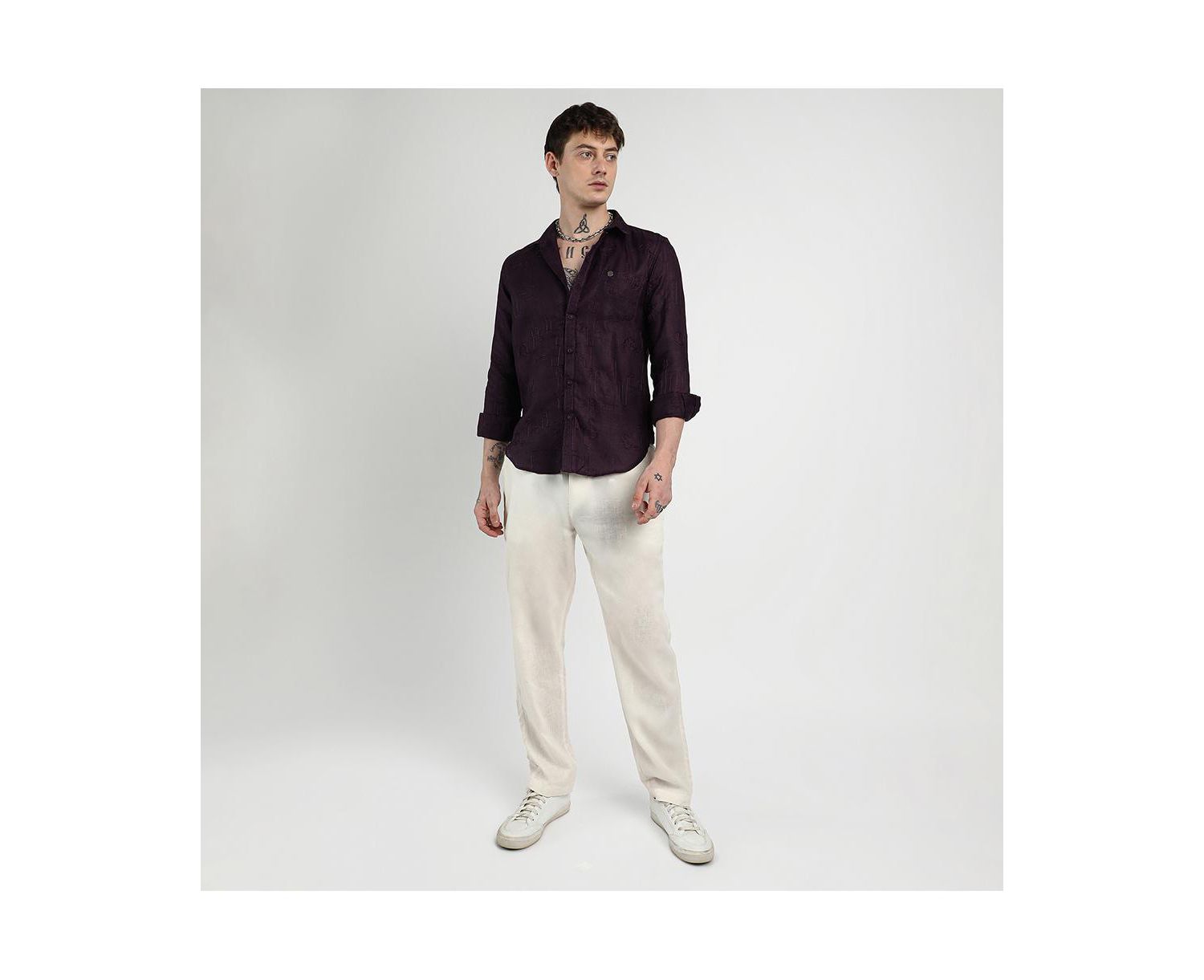 Men's Embroidered One-Lined Shirt