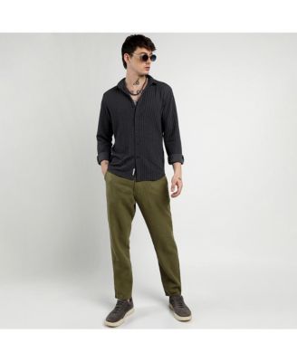 Men's Charcoal Grey Cube-Textured Shirt