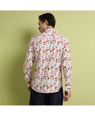 Men's Blue & Pink Leaf Strokes Shirt