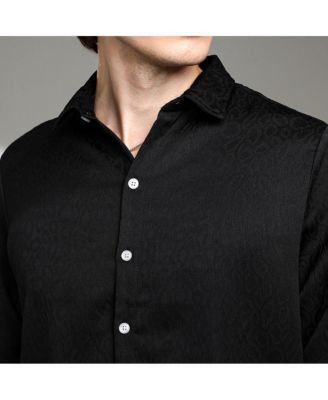 Men's Onyx Black Abstract-Textured Shirt