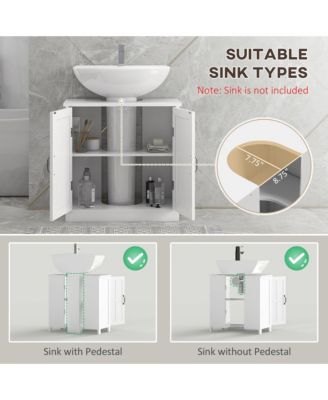 Bathroom Sink Cabinet, Pedestal Sink Cabinet with Adjustable Shelf, White