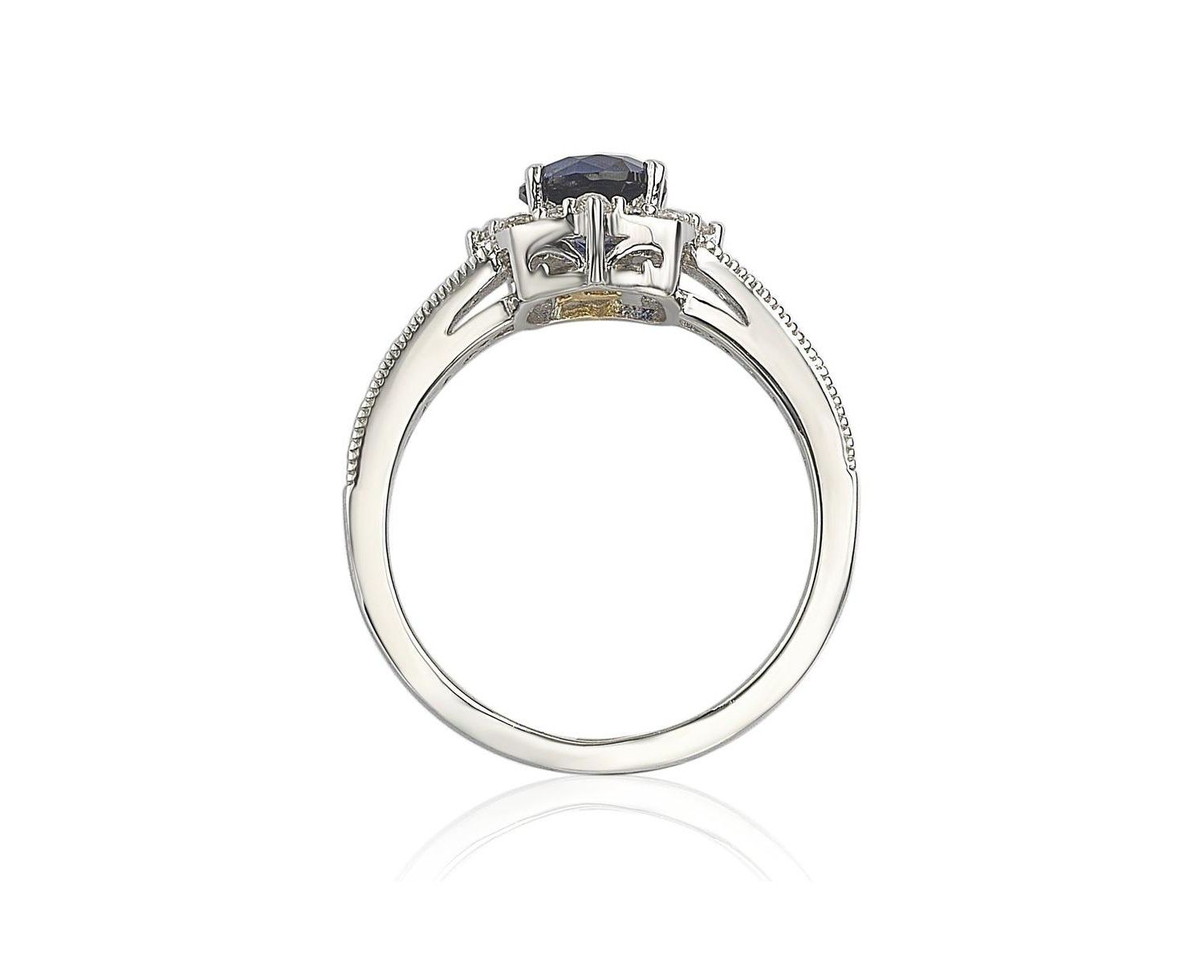 Suzy Levian Sterling Sapphire & Created Sapphire Eccentric Halo Center Stone Ring