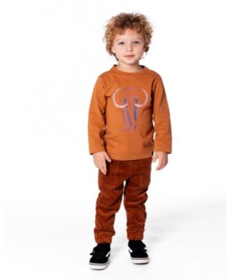 Baby Boy Cotton Long Sleeve T-Shirt Cashew Brown - Baby
