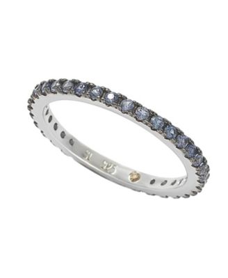 Suzy Levian Sterling Sapphire Single Row Eternity Band Ring