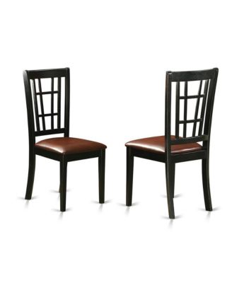 3 PC Dining Table with 2 Leather Chairs in Black and Cherry
