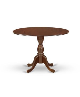 5 Pc Dining Set, Mahogany Table with Drop Leaves & 4 Faux Leather Nailhead High-Back Chairs