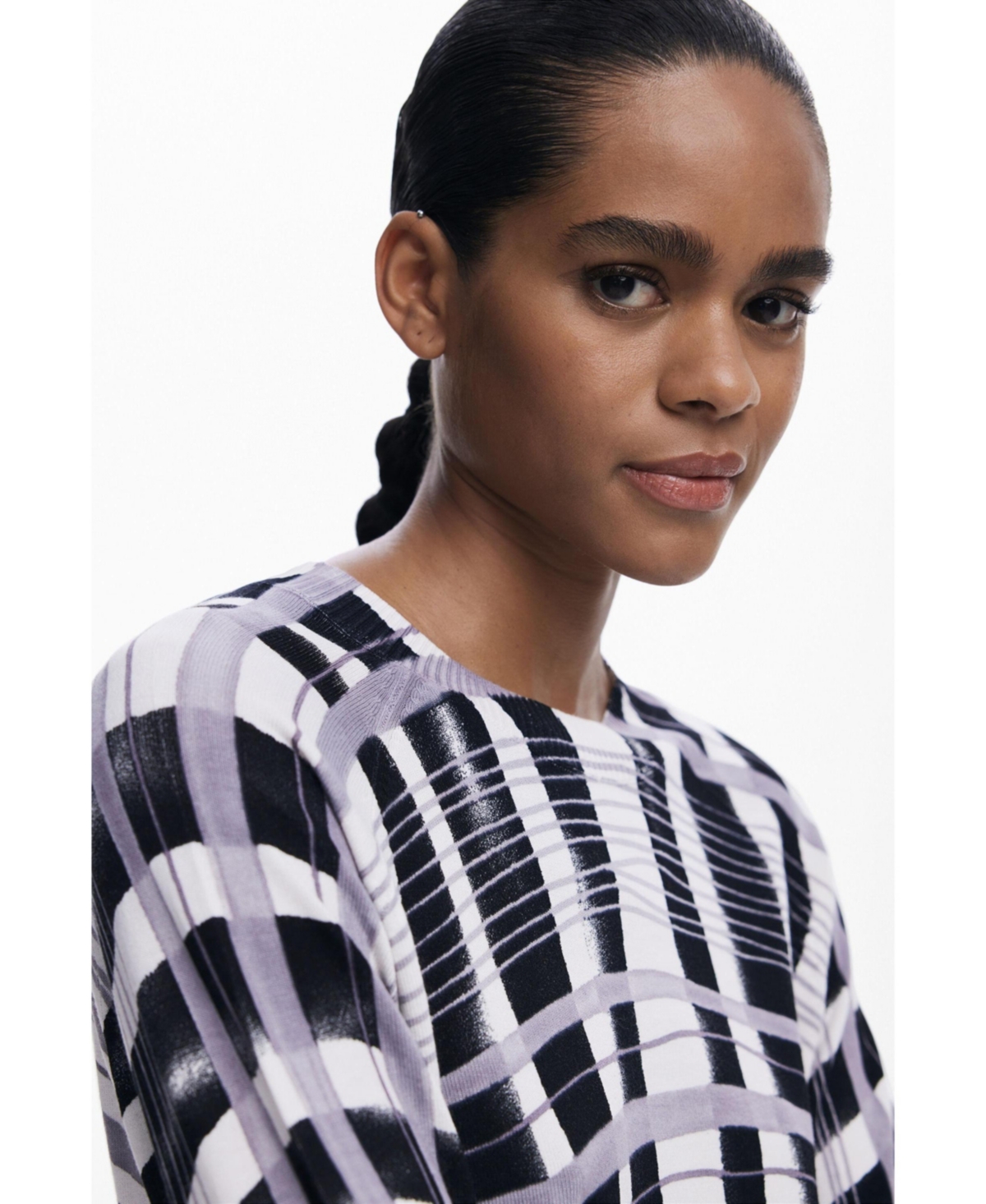 Desigual Stripe Crewneck Sweater In Multi