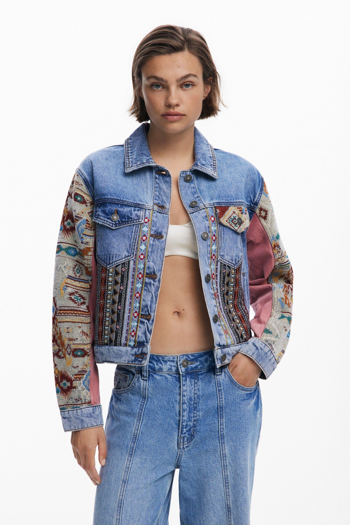 Desigual Women's Boho Denim Jacket In Blue