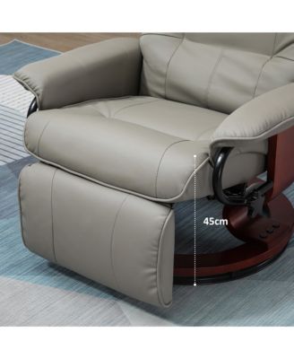 Faux Leather Manual Recliner with Swivel Wood Base Padded Armrest