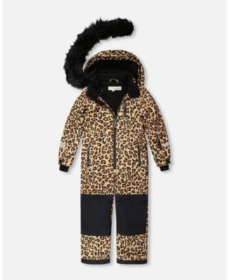Girl One-Piece Play Snowsuit Beige Leopard - Toddler|Child