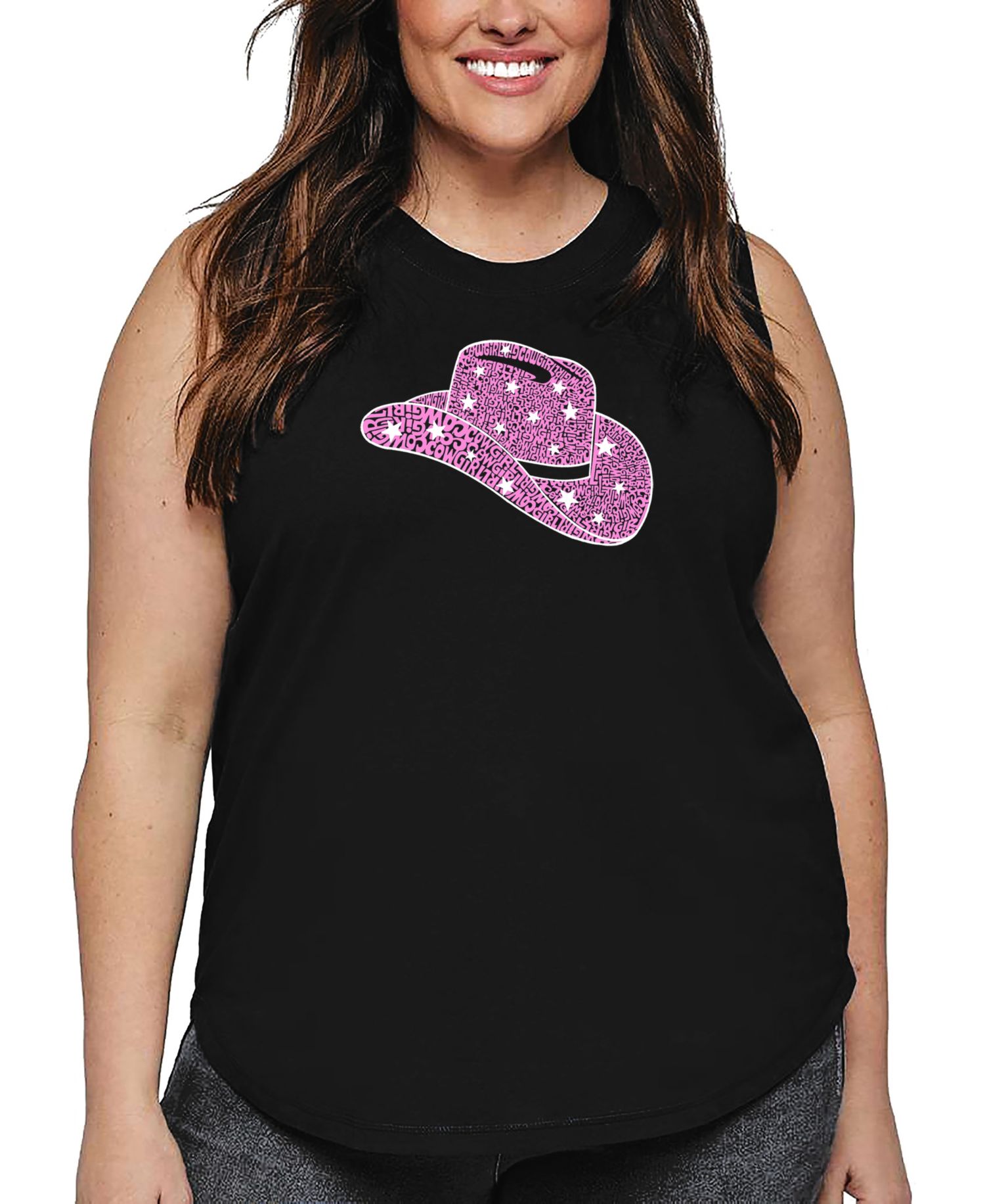 Plus Size Cowgirl Hat Word Art Tank Top