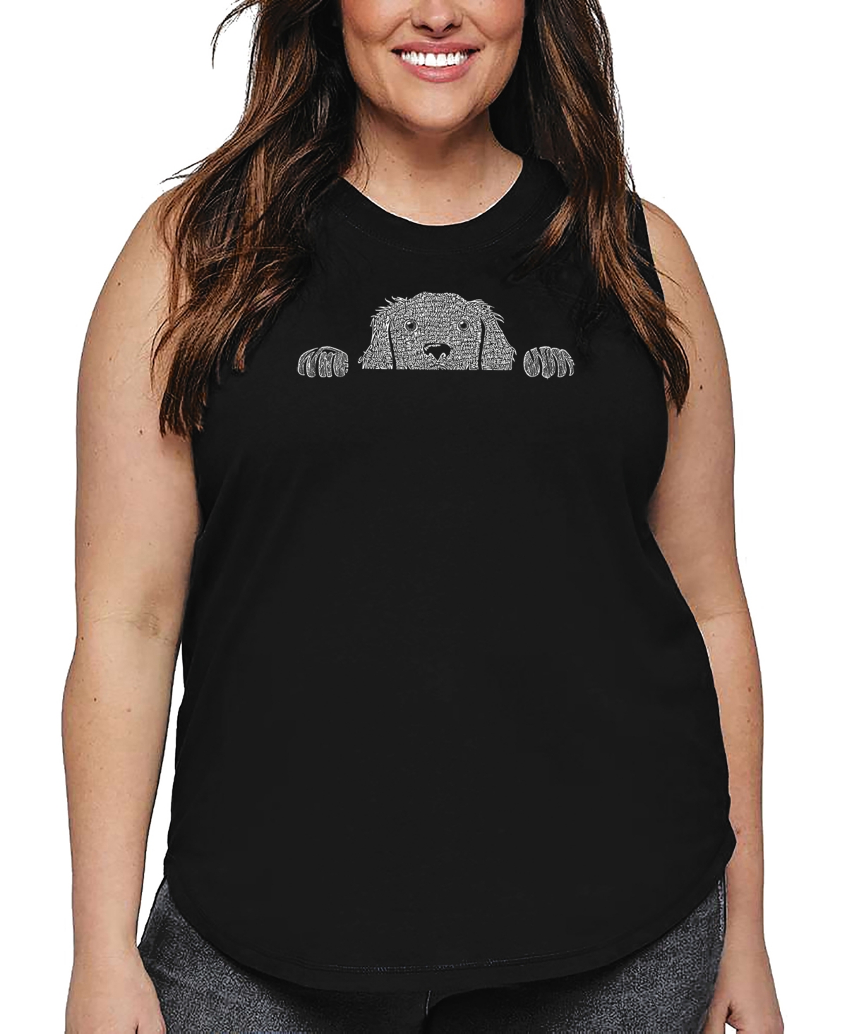 La Pop Art Plus Size Have Yourself A Merry Little Christmas Word Art Tank Top In Black