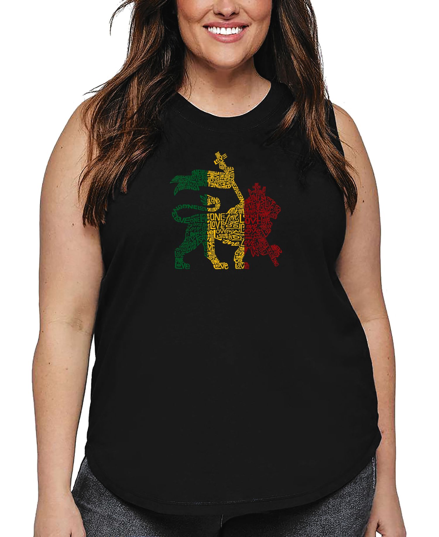Plus Size Lion One Love Word Art Tank Top