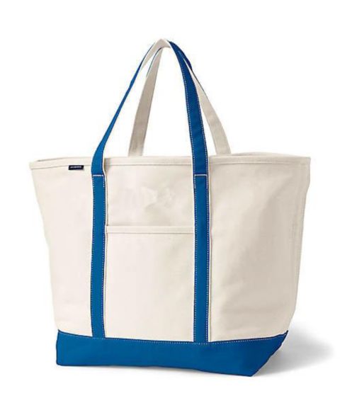 Женская сумка Lands' End Extra Large 5 Pocket Open Top Canvas, цвет: Натуральный / Синий