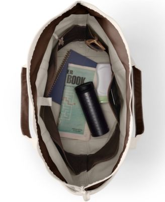 Large 5 Pocket Zip Top Long Handle Canvas Tote Bag