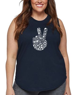 Plus Size Peace Finger Notes Art Tank Top