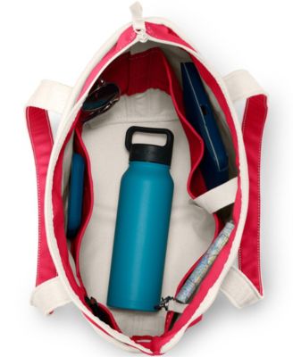 Medium 5 Pocket Zip Top Long Handle Canvas Tote Bag