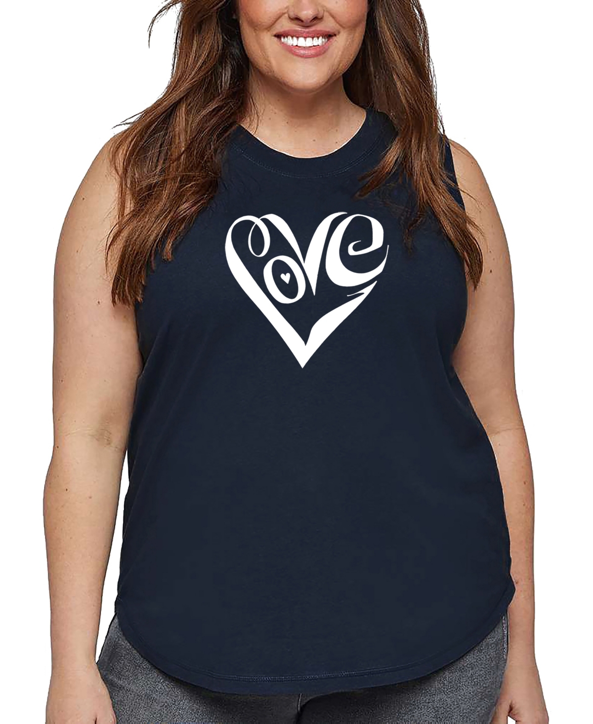 La Pop Art Plus Size Crazy Little Thing Called Love Word Art Tank Top In Blue