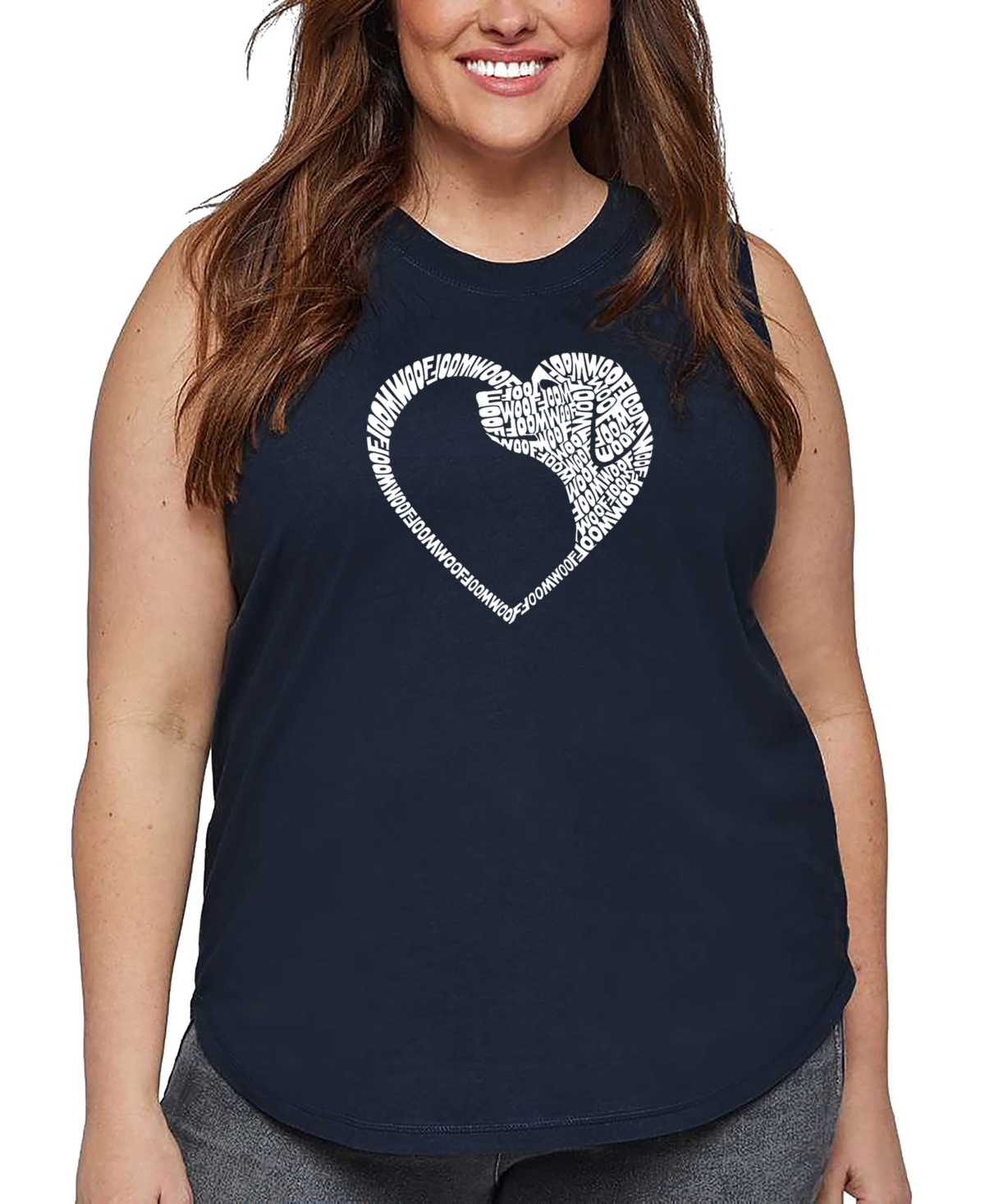 La Pop Art Plus Size Crazy Little Thing Called Love Word Art Tank Top In Blue