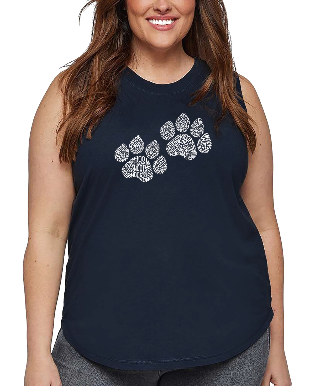 La Pop Art Plus Size Crazy Little Thing Called Love Word Art Tank Top In Blue