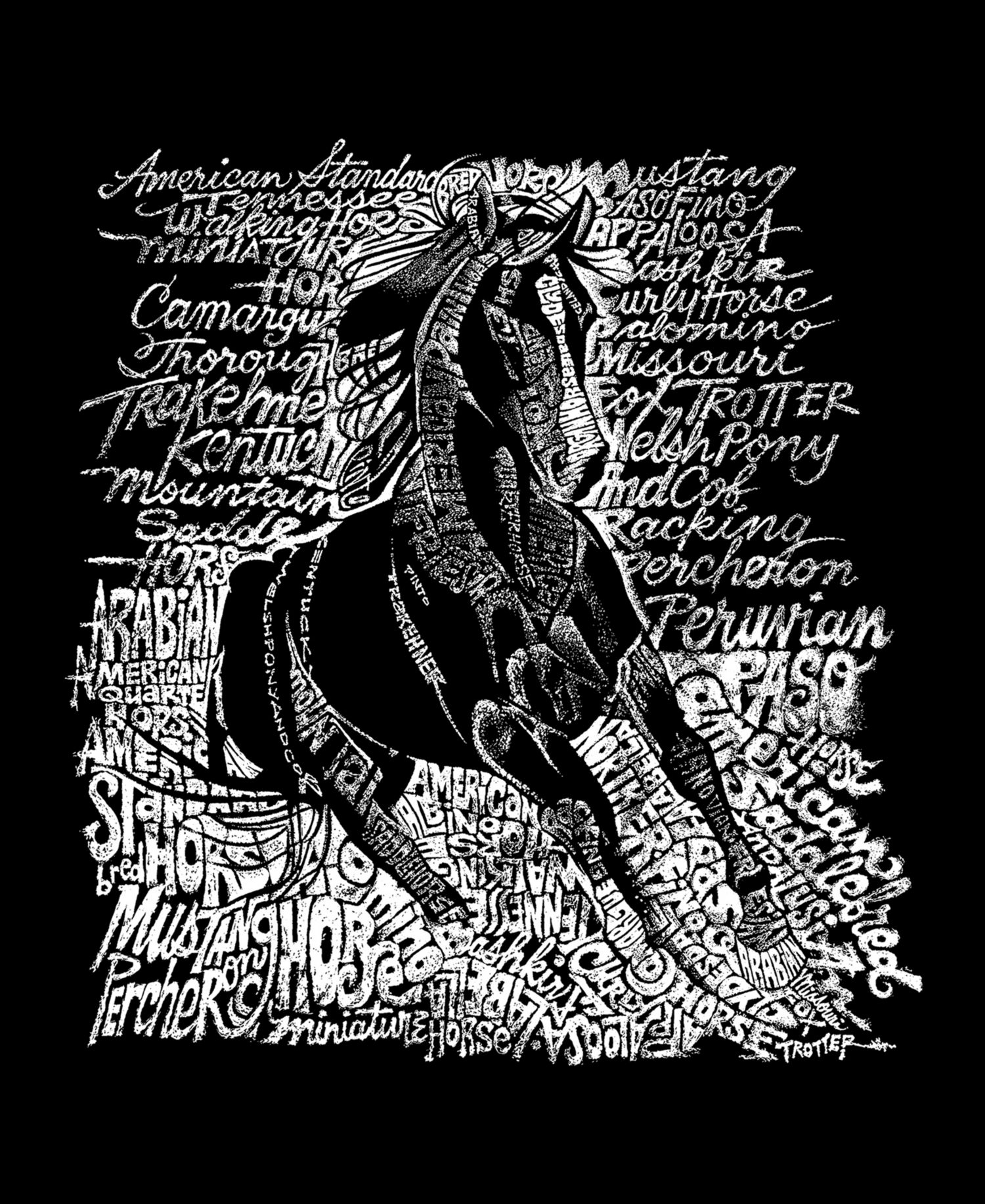 Plus Size Popular Horse Breeds Word Art Tank Top